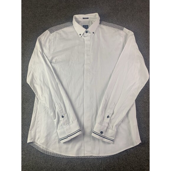 A/X Armani Exchange Slim Mens Cotton Contrast Trim L/S Button Down Shirt Size L - Picture 2 of 12